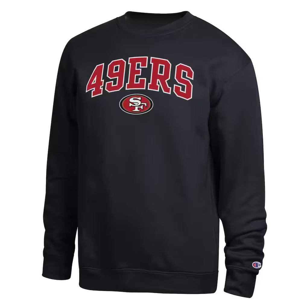 San Francisco 49ers Merch 2026 SF 49ers Champion Contrast Sweatshirt Black Gift For Fans - Kdjoy