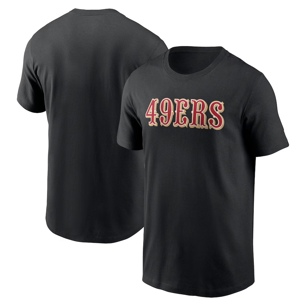 San Francisco 49ers Merch 2026 SF 49ers Primetime Wordmark Essential T-Shirt Black Fan Apparel - Kdjoy