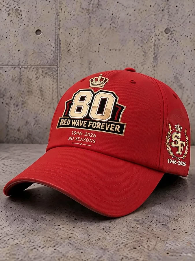 San Francisco 49ers Merch 80Th Anniversary Red Wave Forever Hat Gifts For Football Fan - Kdjoy San Francisco 49ers Merch 80Th Anniversary Red Wave Forever Hat Gifts For Football Fan - Kdjoy