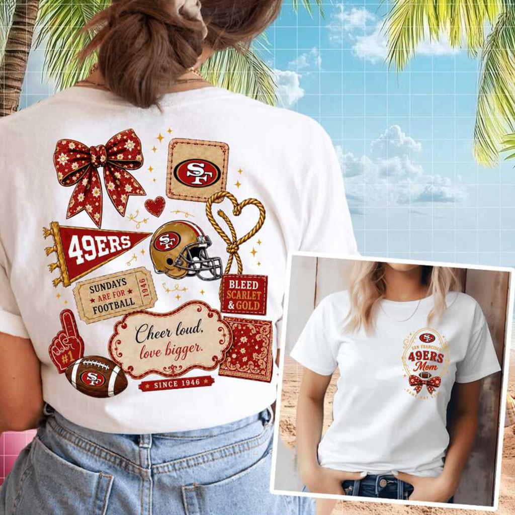 San Francisco 49ers Mom Coquette Bow Football Game Day Shirt SF 49ers Merch Gift For Mama - Kdjoy