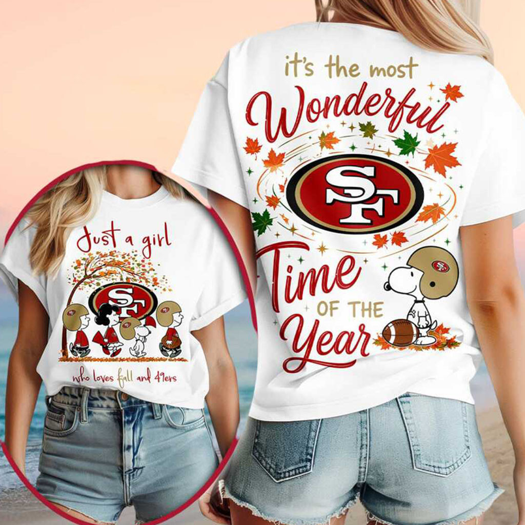 San Francisco 49ers Snoopy Peanuts Fall Football Leaves Shirt SF 49ers Merch Autumn Gifts - Kdjoy San Francisco 49ers Snoopy Peanuts Fall Football Leaves Shirt SF 49ers Merch Autumn Gifts - Kdjoy