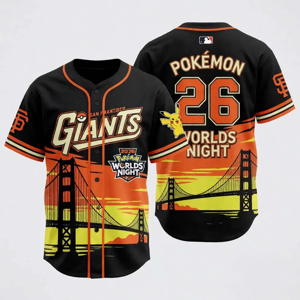 San Francisco Giants Pokemon Worlds Night Pikachu 2026 Baseball Jersey SF Giants Merch Gifts - Kdjoy