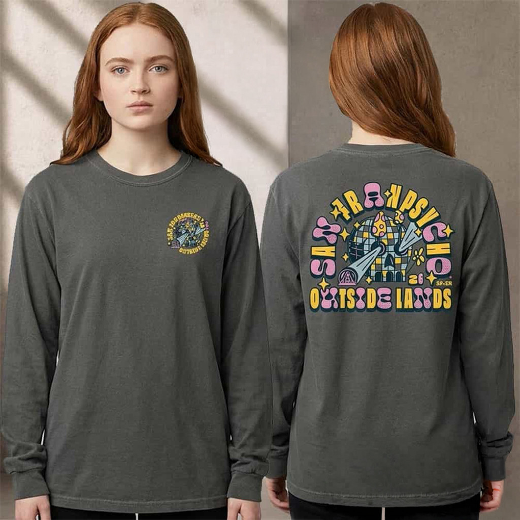 San Franpsycho x Outside Lands 2026 Disco Skull Long Sleeve T-Shirt Gifts For Friends - Kdjoy