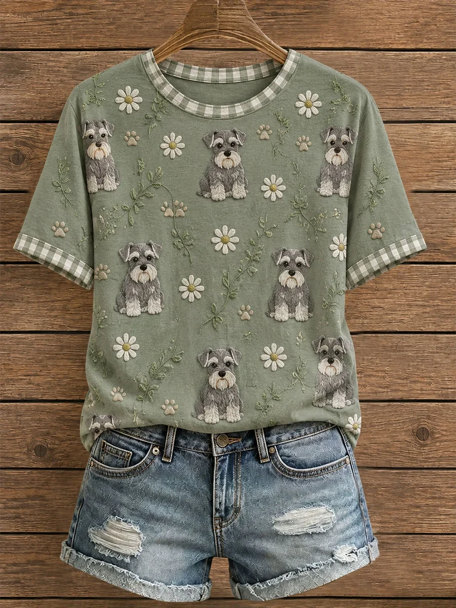 Schnauzer Dog Daisy Paw Print T-Shirt Dog Lover Tee Gifts For Wife Who Has Everything - Kdjoy Schnauzer Dog Daisy Paw Print T-Shirt Dog Lover Tee Gifts For Wife Who Has Everything - Kdjoy