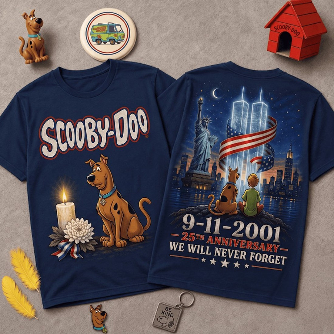 Scooby Doo 9 11 Memorial 25th Anniversary T-Shirt We Will Never Forget Shirt Scooby Doo Merch - Kdjoy