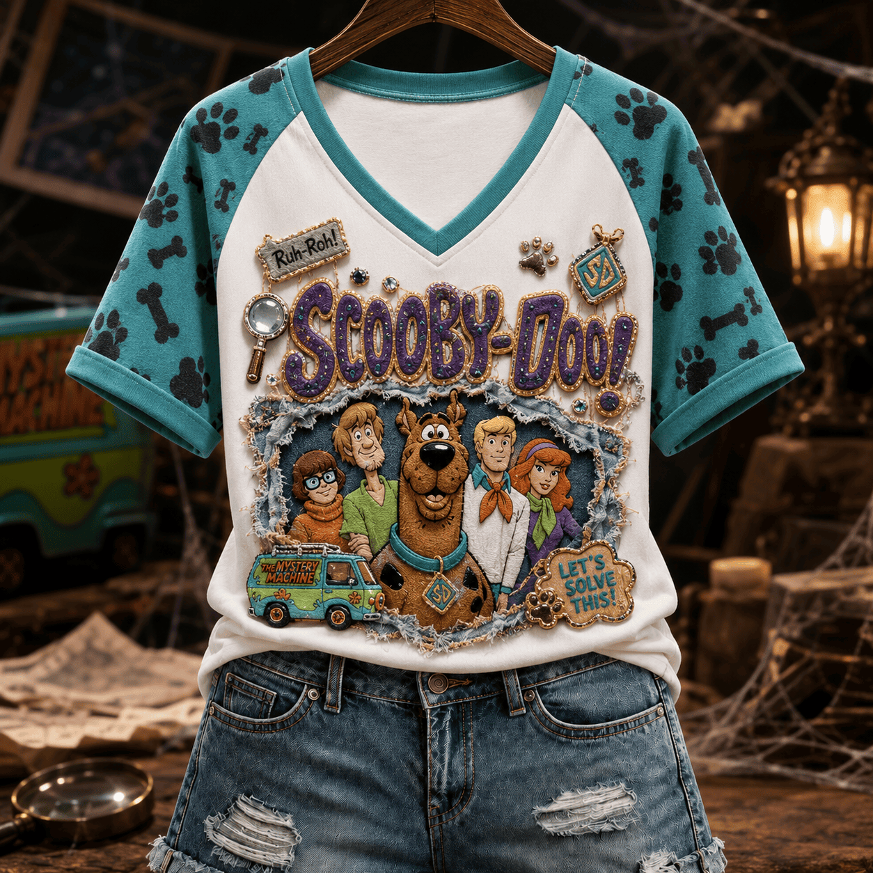 Scooby Doo Let's Solve This V-Neck Shirt Scooby Doo Mecha Birthday Ideas For Sisters - Kdjoy Scooby Doo Let's Solve This V-Neck Shirt Scooby Doo Mecha Birthday Ideas For Sisters - Kdjoy