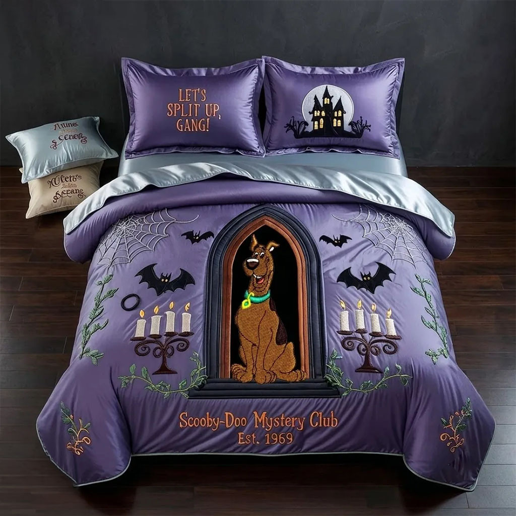 Scooby-Doo Mystery Club Halloween Purple Bedding Set Scooby-Doo Merch Halloween Bedroom Decor - Kdjoy