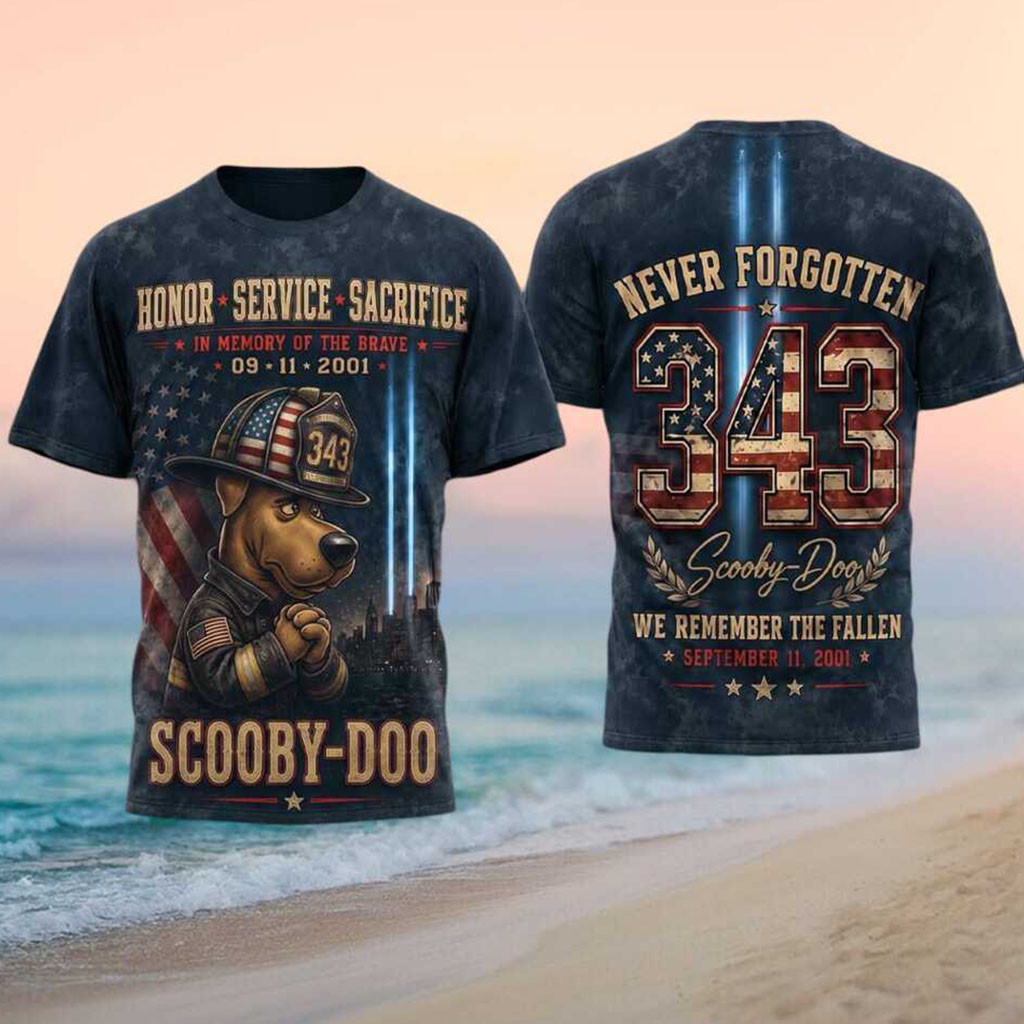 Scooby Doo September 11 Never Forgotten Firefighter Dog Shirt Patriotic Apparel Memorial Gifts - Kdjoy