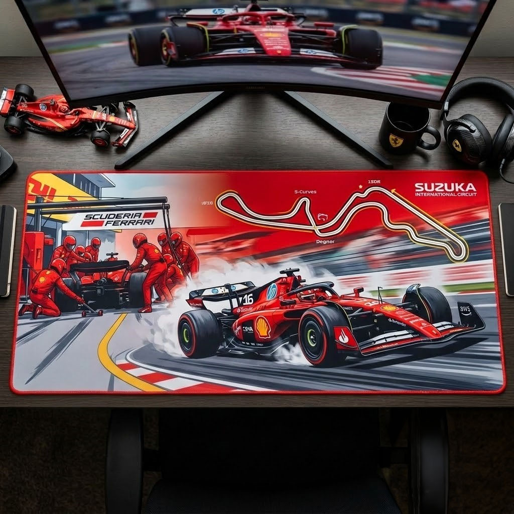 Scuderia Ferrari F1 Racing Suzuka Circuit Car 16 Desk Mat Home Decor Gift For Racing Fans - Kdjoy