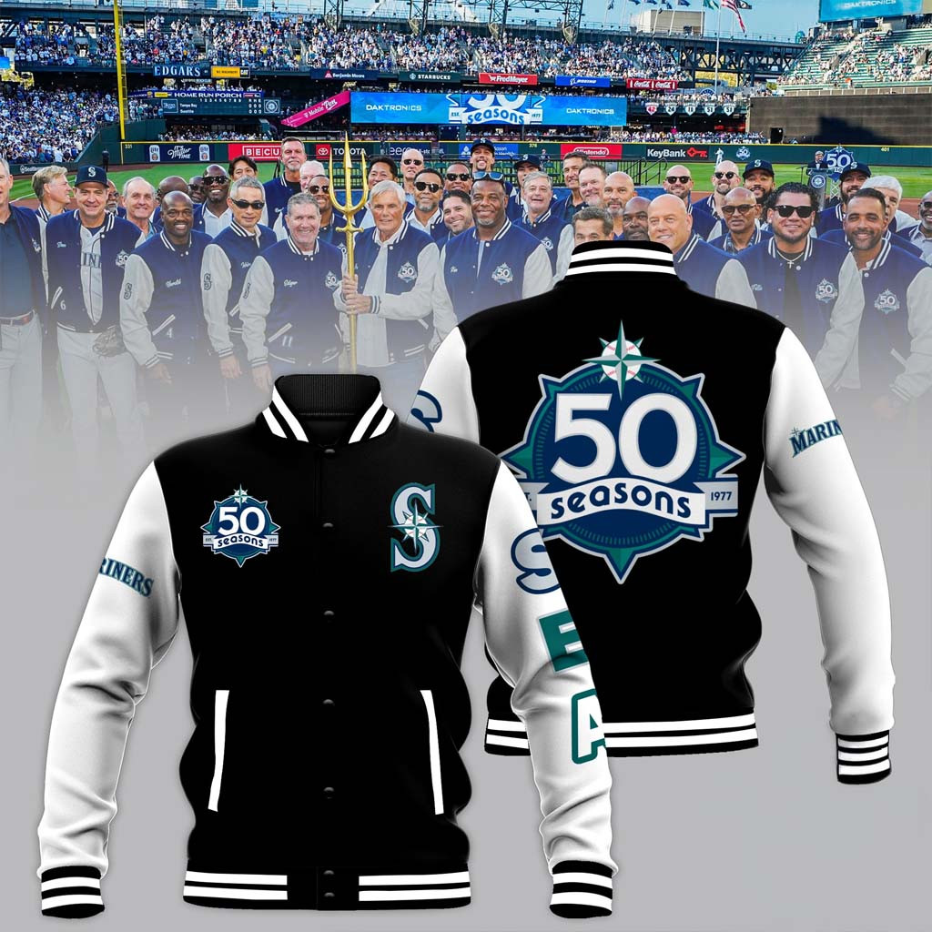 Seattle Mariners 50 Seasons Baseball Jacket Seattle Mariners Merch Gifts For Baseball Fans - Kdjoy