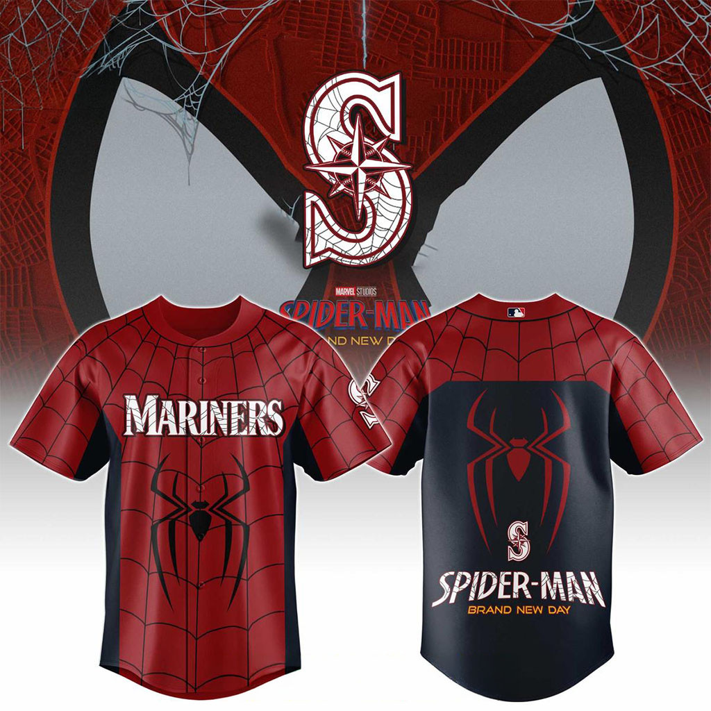 Seattle Mariners x Spider-Man Brand New Day 2026 Theme Game Jersey Seattle Mariners Merch - Kdjoy