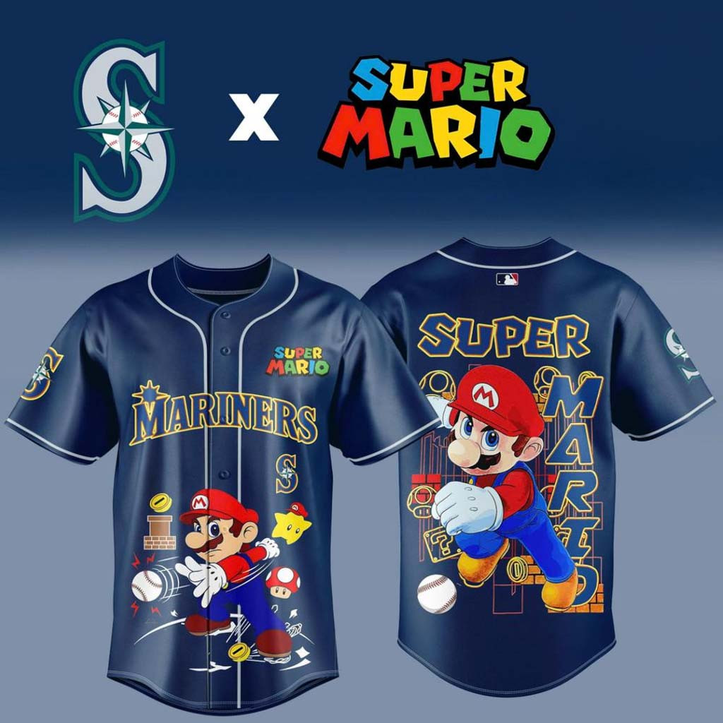 Seattle Mariners x Super Mario 2026 Baseball Jersey Mariners Merch Best Gifts For Baseball Fans
