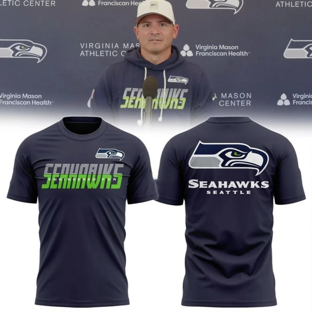 Seattle Seahawks Engineered For Greatness Mike Macdonald Navy Shirt Seattle Football Merch - Kdjoy