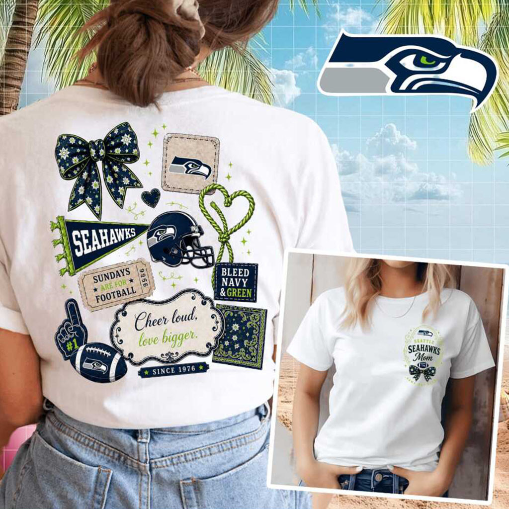 Seattle Seahawks Football Mom Game Day Bow Shirt Seahawks Merch Gift For Football Lovers - Kdjoy