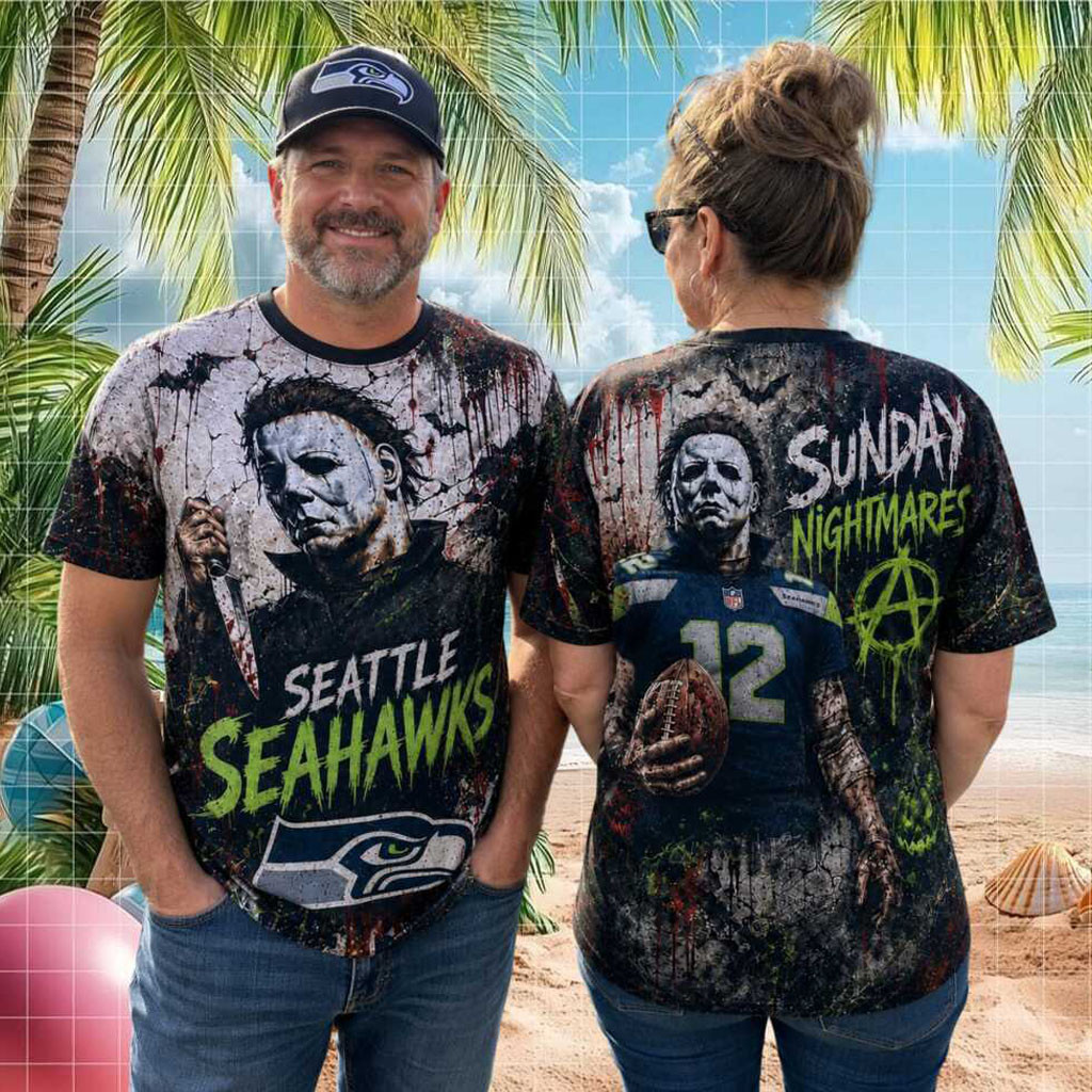 Seattle Seahawks Michael Myers Sunday Nightmares Shirt Seahawks Merch Horror Fan Gifts - Kdjoy