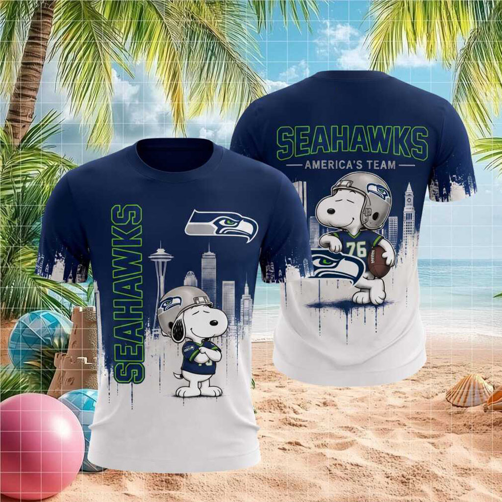 Seattle Seahawks Snoopy America's Team Skyline Shirt Seattle Seahawks Merch Football Fan Gear - Kdjoy