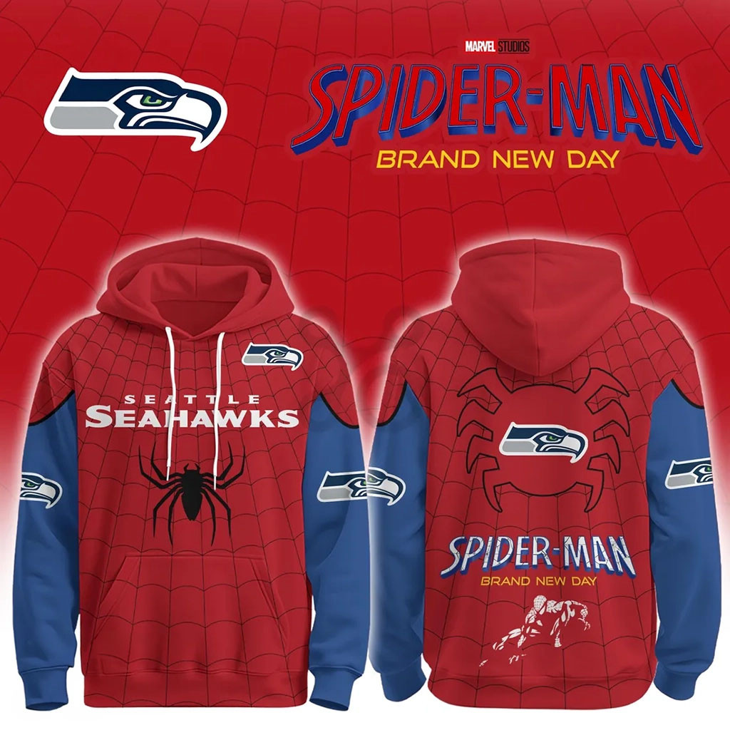 Seattle Seahawks x Spider-Man Brand New Day Hoodie Seahawks Merch Presents For Football Fans Seattle Seahawks x Spider-Man Brand New Day Hoodie Seahawks Merch Presents For Football Fans
