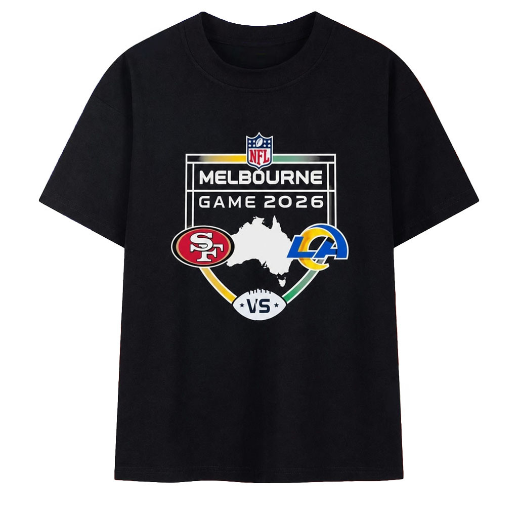 SF 49ers Vs LA Rams 26 Melbourne Game Shield Matchup T-Shirt Present For Football Fan - Kdjoy SF 49ers Vs LA Rams 26 Melbourne Game Shield Matchup T-Shirt Present For Football Fan - Kdjoy