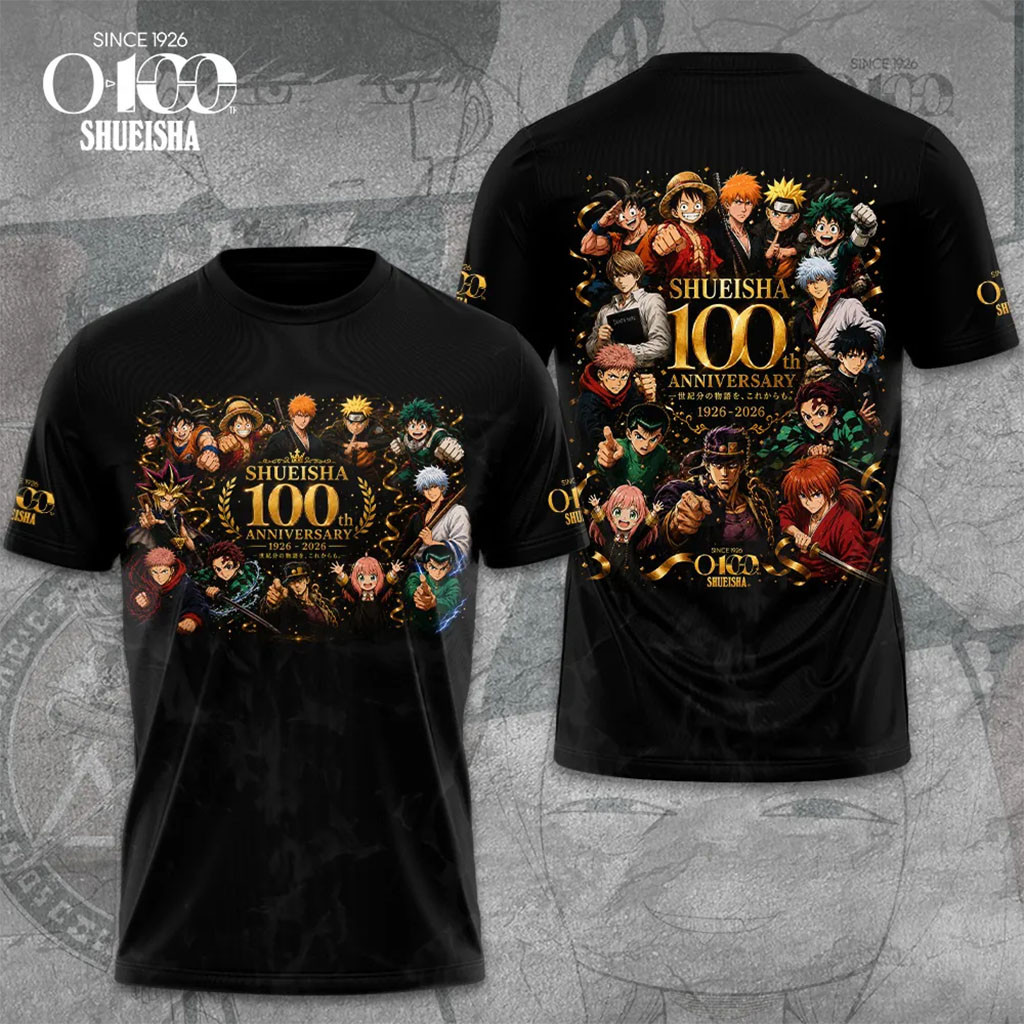 Shueisha 100th Anniversary 1926-2026 Anime Legends T-Shirt Shueisha Merch Fan Gift - Kdjoy Shueisha 100th Anniversary 1926-2026 Anime Legends T-Shirt Shueisha Merch Fan Gift - Kdjoy