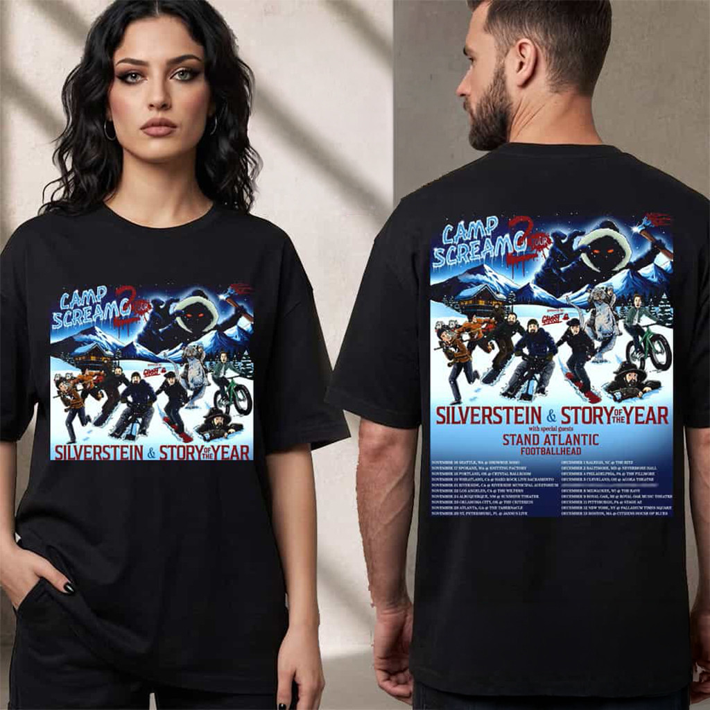 Silverstein And Story Of The Year Camp Screamo 2 Tour Schedule Tour Dates T-Shirt Gift For Fans - Kdjoy Silverstein And Story Of The Year Camp Screamo 2 Tour Schedule Tour Dates T-Shirt Gift For Fans - Kdjoy