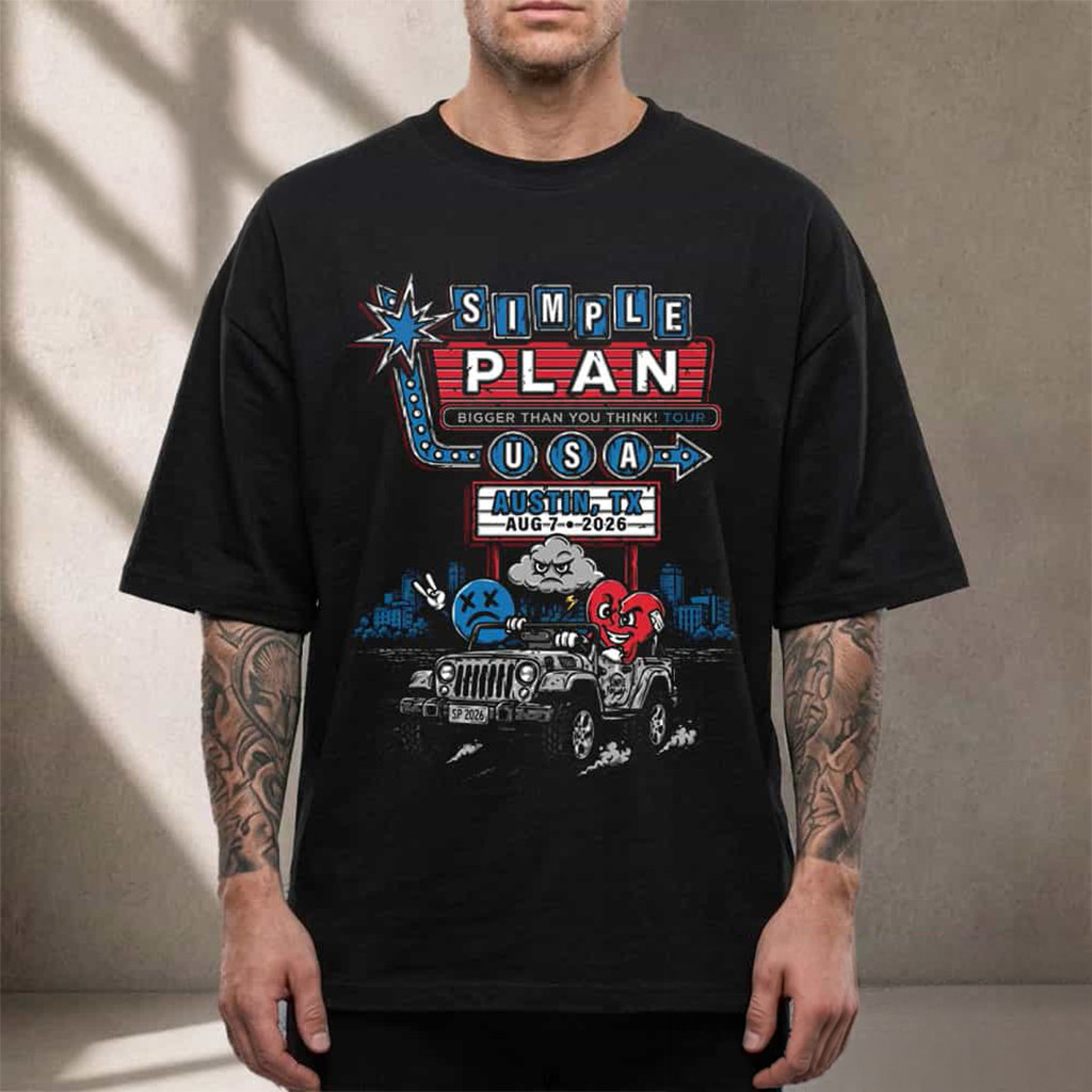 Simple Plan Austin Texas 2026 Event Bigger Than You Think Tour T-Shirt Simple Plan Merch Simple Plan Austin Texas 2026 Event Bigger Than You Think Tour T-Shirt Simple Plan Merch