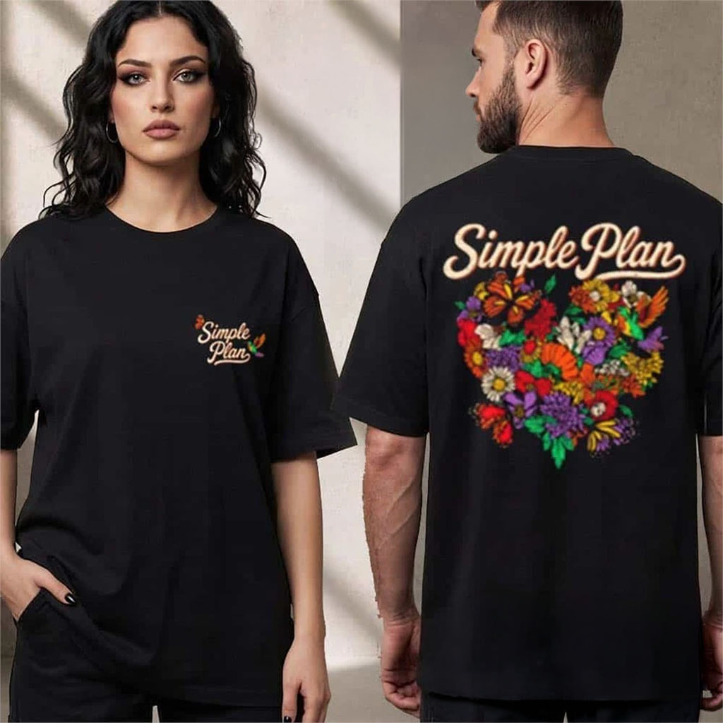 Simple Plan Bigger Than You Think Tour 2026 Flowers Hearts Shirt Simple Plan Merch Fan Gifts - Kdjoy Simple Plan Bigger Than You Think Tour 2026 Flowers Hearts Shirt Simple Plan Merch Fan Gifts - Kdjoy