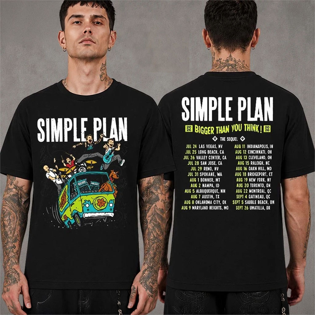 Simple Plan Bigger Than You Think Tour 2026 Merch Scooby-Doo The Mystery Machine With Dates Shirt - Kdjoy