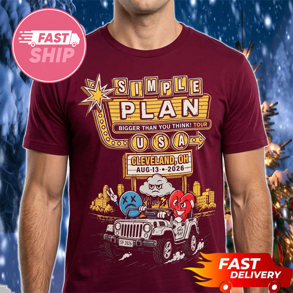 Simple Plan Cleveland OH Bigger Than You Think Tour T-Shirt Simple Plan Merch Fans Gifts - Kdjoy