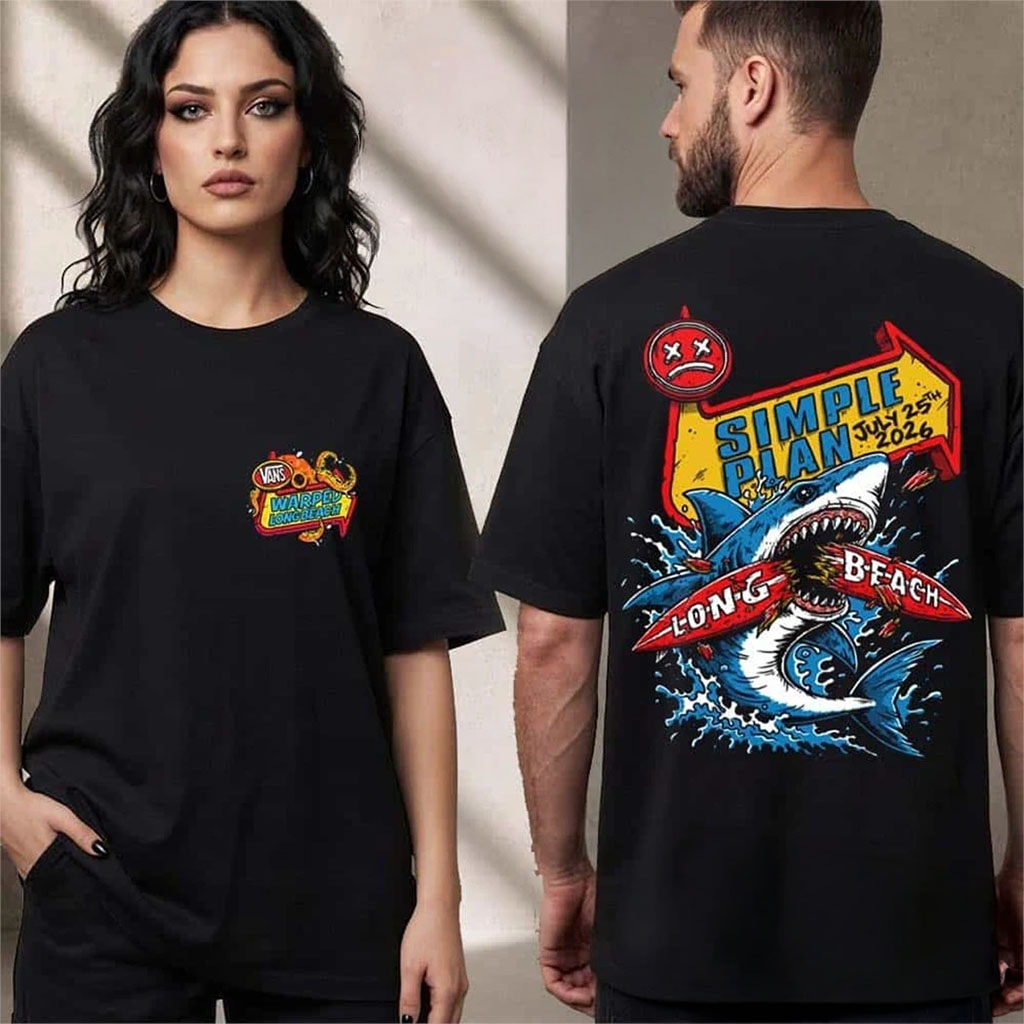 Simple Plan Long Beach California 2026 Merch Vans Warped Tour T-Shirt Gift For Music Fans - Kdjoy