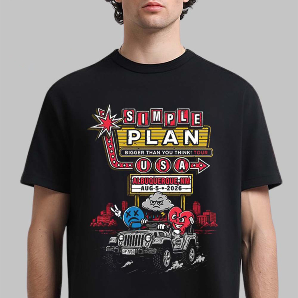 Simple Plan Merch 2026 Bigger Than You Think Tour Albuquerque New Mexico T-Shirt Fan Gifts - Kdjoy