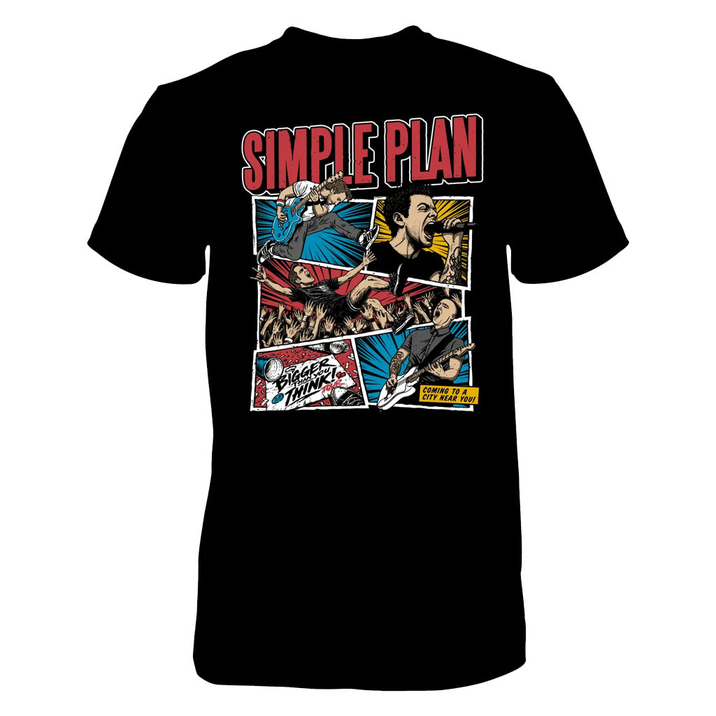 Simple Plan Merch 2026 Comic Book T-Shirt Bigger Than You Think Tour Merch Rock Fan Gifts - Kdjoy