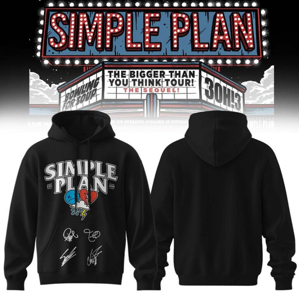 Simple Plan Merch Bigger Than You Think Tour 2026 Signature Hoodie Best Gifts For Band Fans - Kdjoy