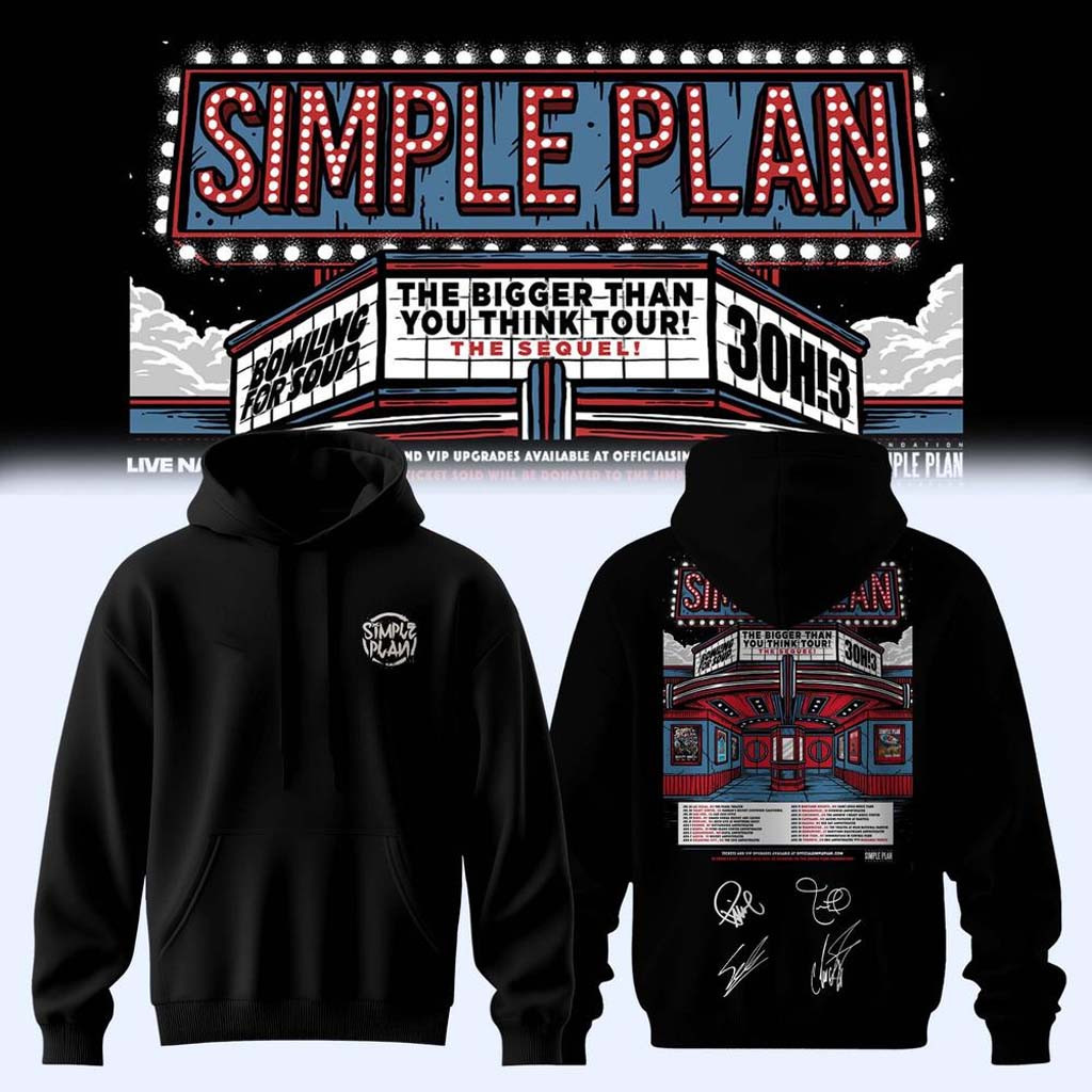 Simple Plan Merch Bigger Than You Think Tour 2026 Signed Hoodie Gift For Music Lovers - Kdjoy