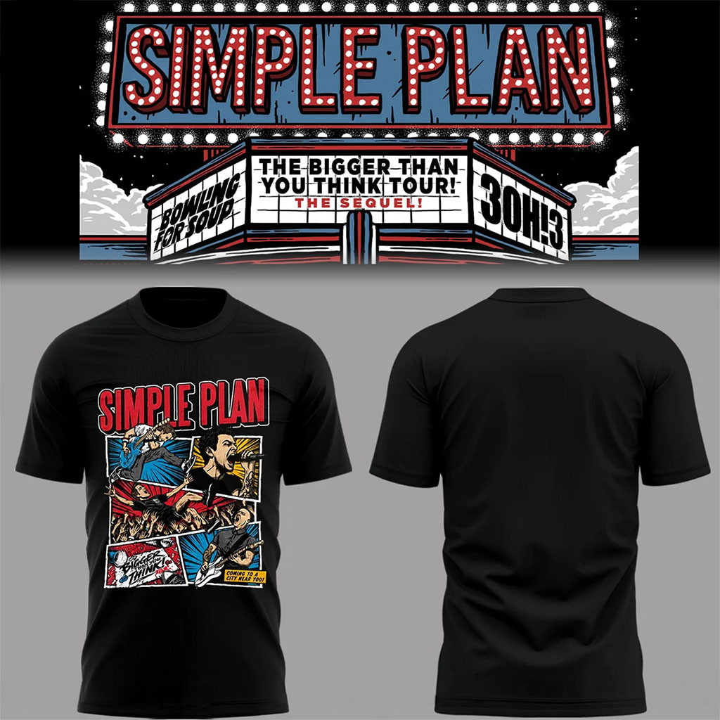 Simple Plan Merch Bigger Than You Think Tour Think Tour T-Shirt Rock Lovers Gifts - Kdjoy Simple Plan Merch Bigger Than You Think Tour Think Tour T-Shirt Rock Lovers Gifts - Kdjoy
