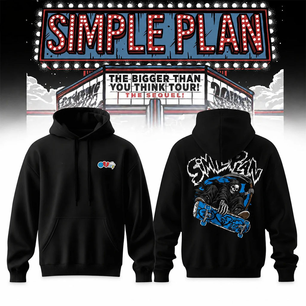 Simple Plan Merch The Bigger Than You Think Tour Skateboarding Grim Reaper Hoodie Him Gifts - Kdjoy
