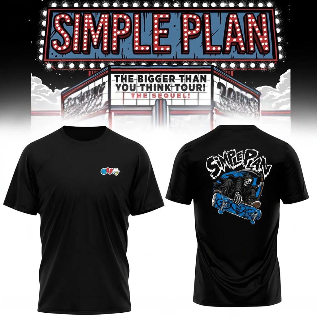 Simple Plan Merch The Bigger Than You Think Tour Skateboarding Grim Reaper Shirt Son Gifts - Kdjoy