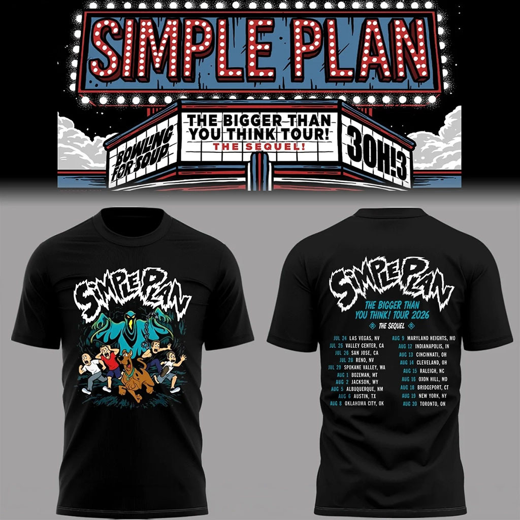 Simple Plan Scooby-Doo Crossover Tour Dates T-Shirt The Bigger Than You Think Tour 2026 Merch - Kdjoy