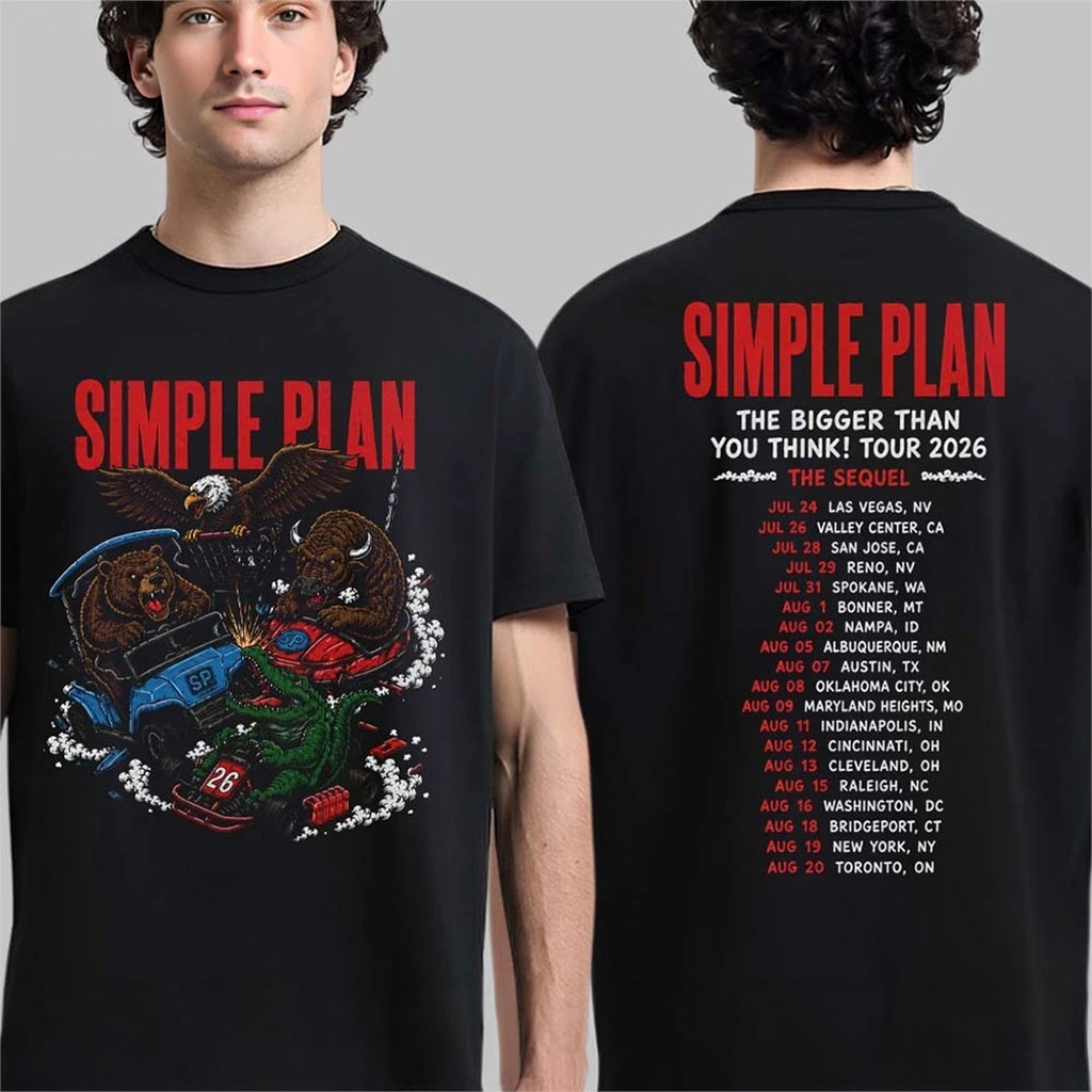 Simple Plan The Bigger Than You Think Tour 2026 Merch Wild Animal Bumper Car Art With Dates Shirt - Kdjoy