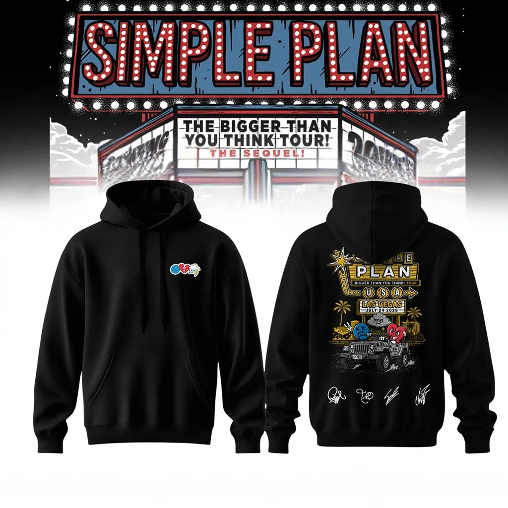 Simple Plan The Bigger Than You Think Tour Signature Hoodie Simple Plan Merch 2026 Fan Gifts - Kdjoy