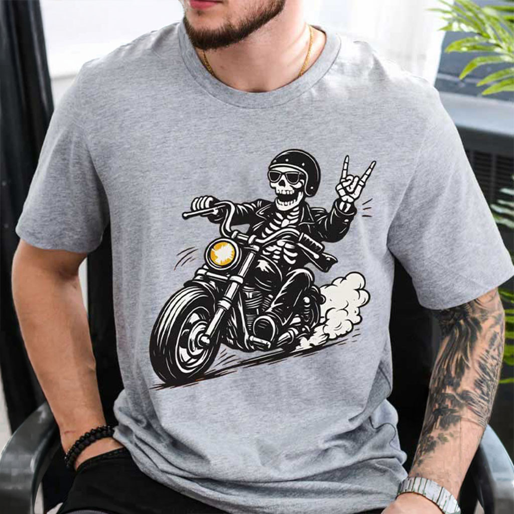 Skeleton Biker Shirt Funny Motorcycle Cool Rider T-Shirt Gifts For Brother - Kdjoy