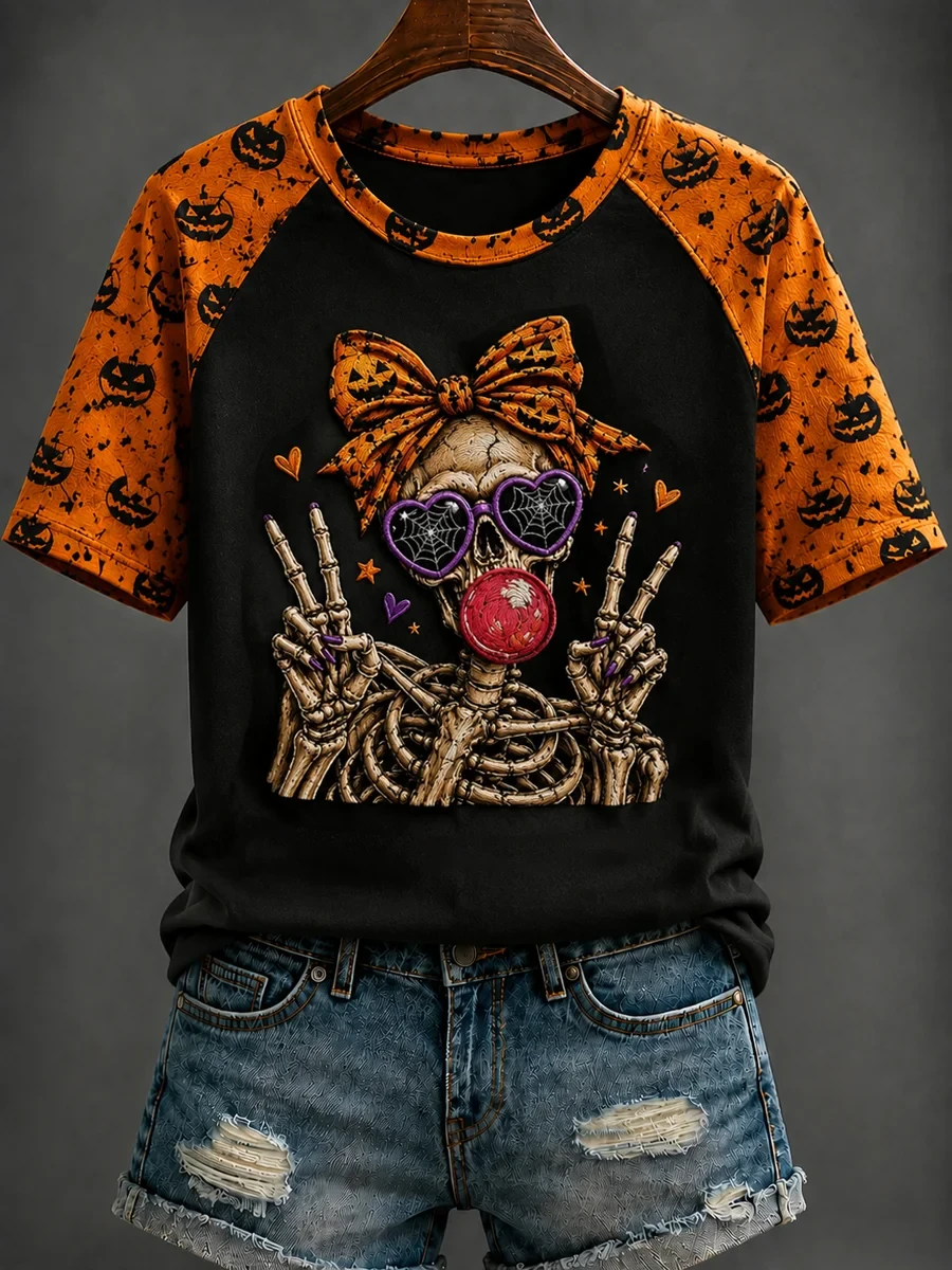 Skeleton Girl Peace Sign Halloween Shirt Spooky Skeleton Bubble Gum T-Shirt Halloween Gifts - Kdjoy Skeleton Girl Peace Sign Halloween Shirt Spooky Skeleton Bubble Gum T-Shirt Halloween Gifts - Kdjoy