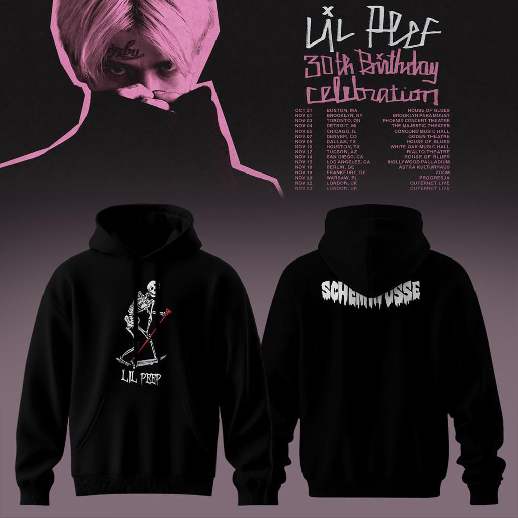 Skeleton Lil Peep 30th Birthday Celebration 2026 Tour Hoodie Black Lil Peep Merch Gifts For Fans - Kdjoy Skeleton Lil Peep 30th Birthday Celebration 2026 Tour Hoodie Black Lil Peep Merch Gifts For Fans - Kdjoy
