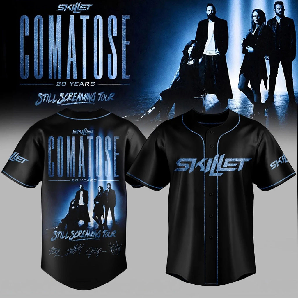 Skillet Comatose 20 Years Still Screaming Tour Baseball Jersey Skillet Merch Black Fan Gear - Kdjoy