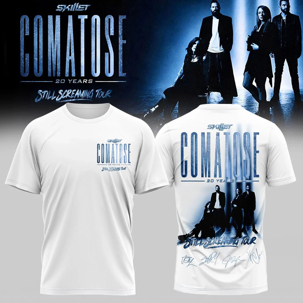 Skillet Comatose Still Screaming Tour Shirt 20 Years Skillet Merch White Fan Gear - Kdjoy