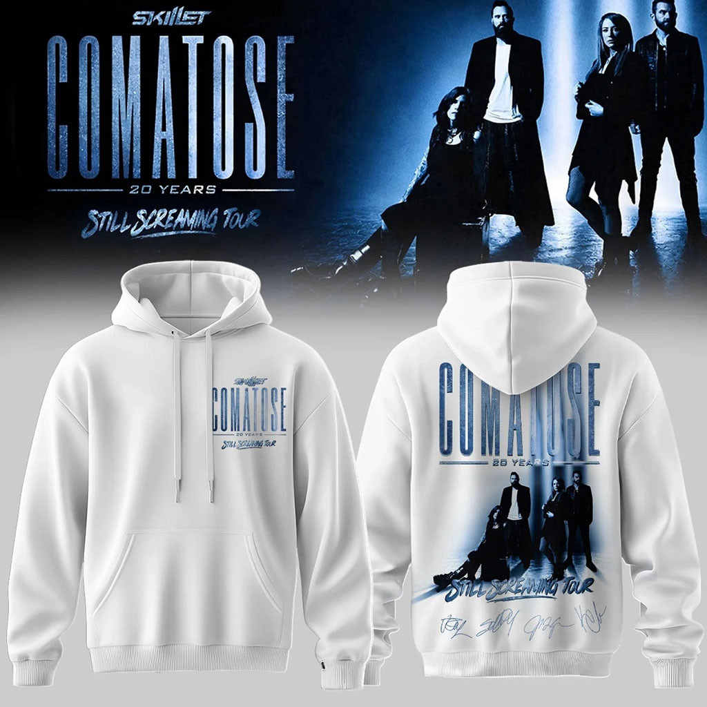 Skillet Merch 2026 Comatose Still Screaming Tour Hoodie 20 Years Skillet Hoodie White Fan Gear - Kdjoy