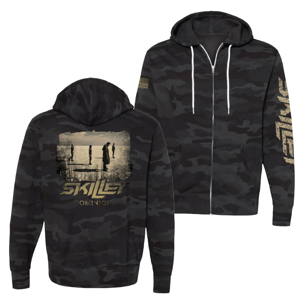 Skillet Merch 2026 Skillet Dominion Camo Zip Hoodie Cool Gifts For Rock Lovers - Kdjoy