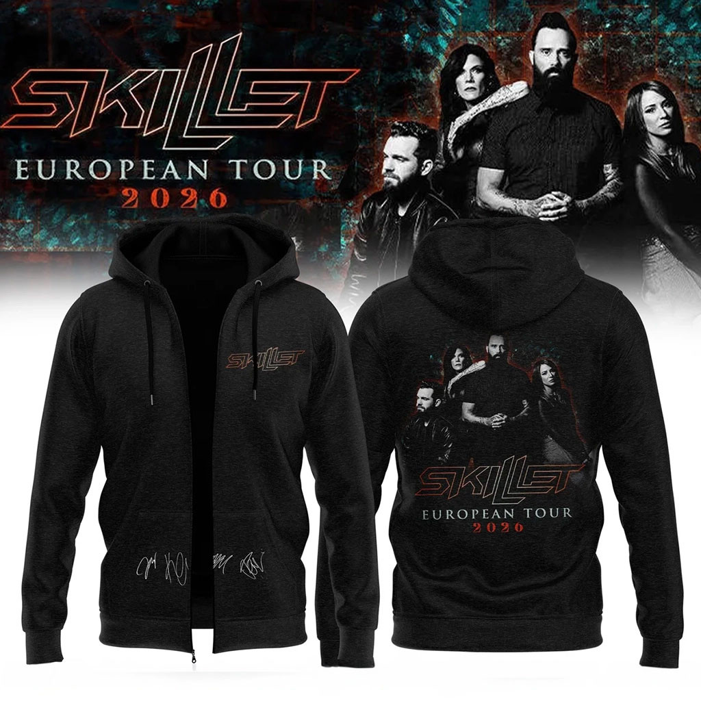Skillet Merch European Tour 2026 Zip Hoodie Music Gift Ideas For Guys - Kdjoy