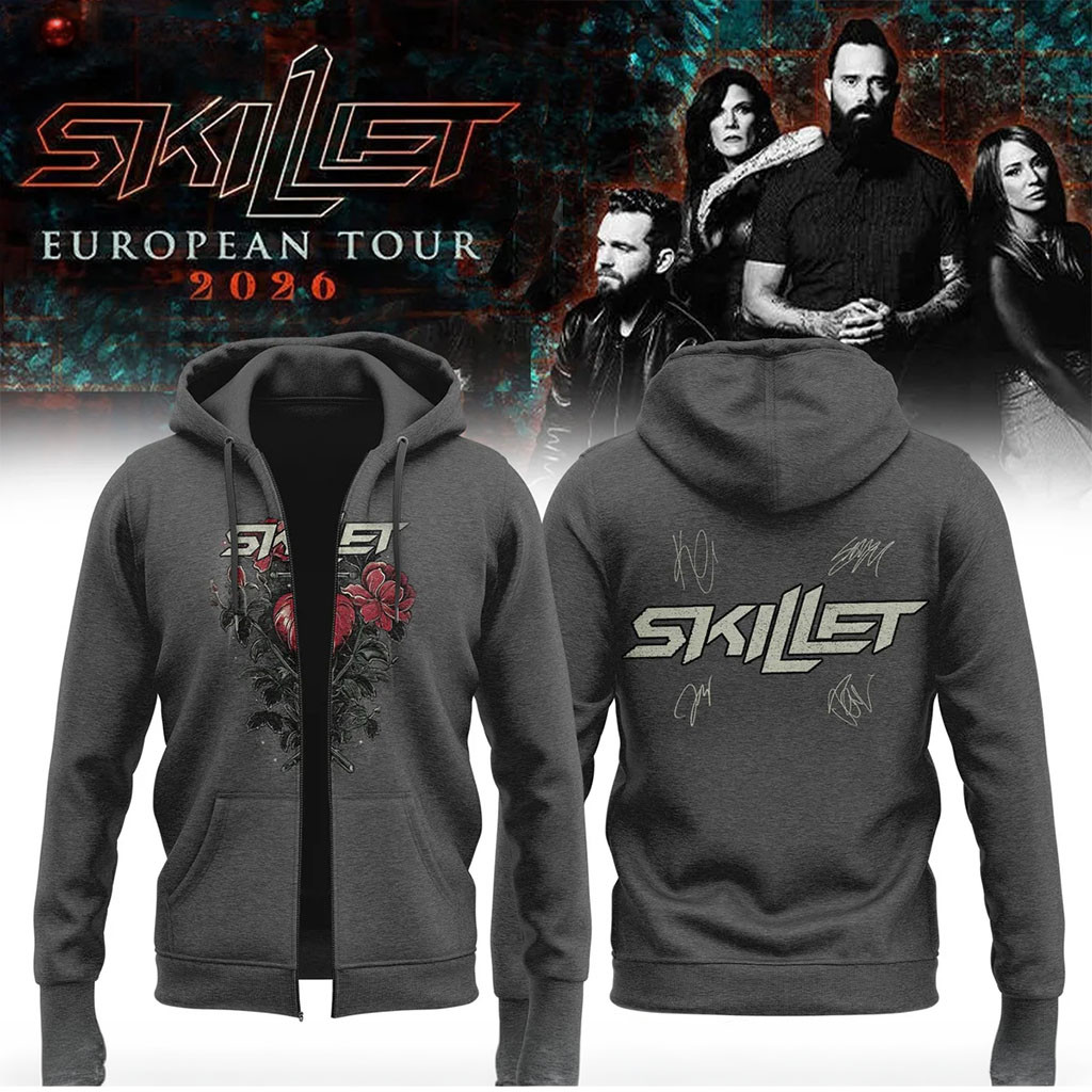 Skillet Merch European Tour 2026 Zip Hoodie Music Lover Gift Ideas For Him - Kdjoy