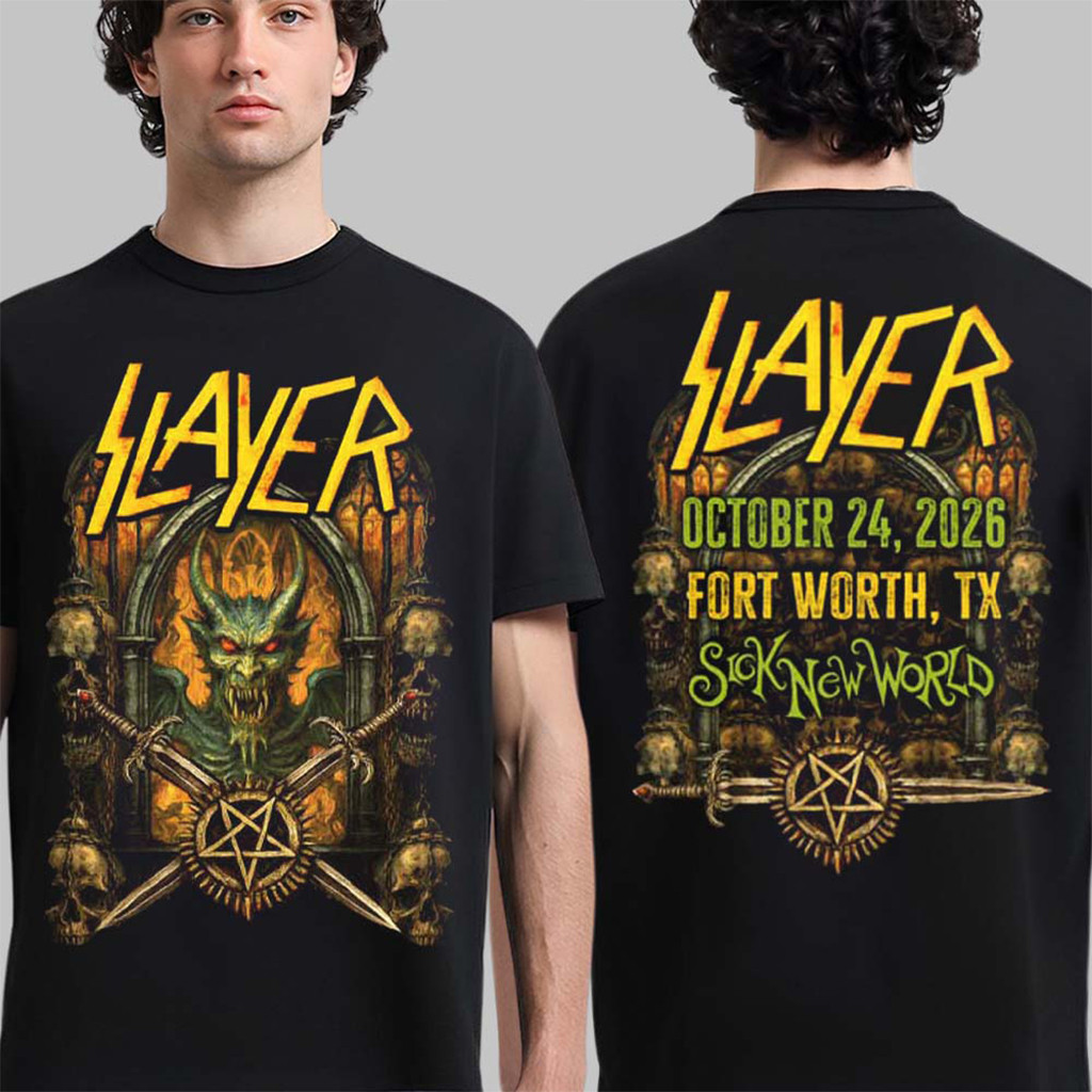 Slayer Sick New World 2026 Festival Event T-Shirt Slayer Merch Music Related Gifts For Guys - Kdjoy