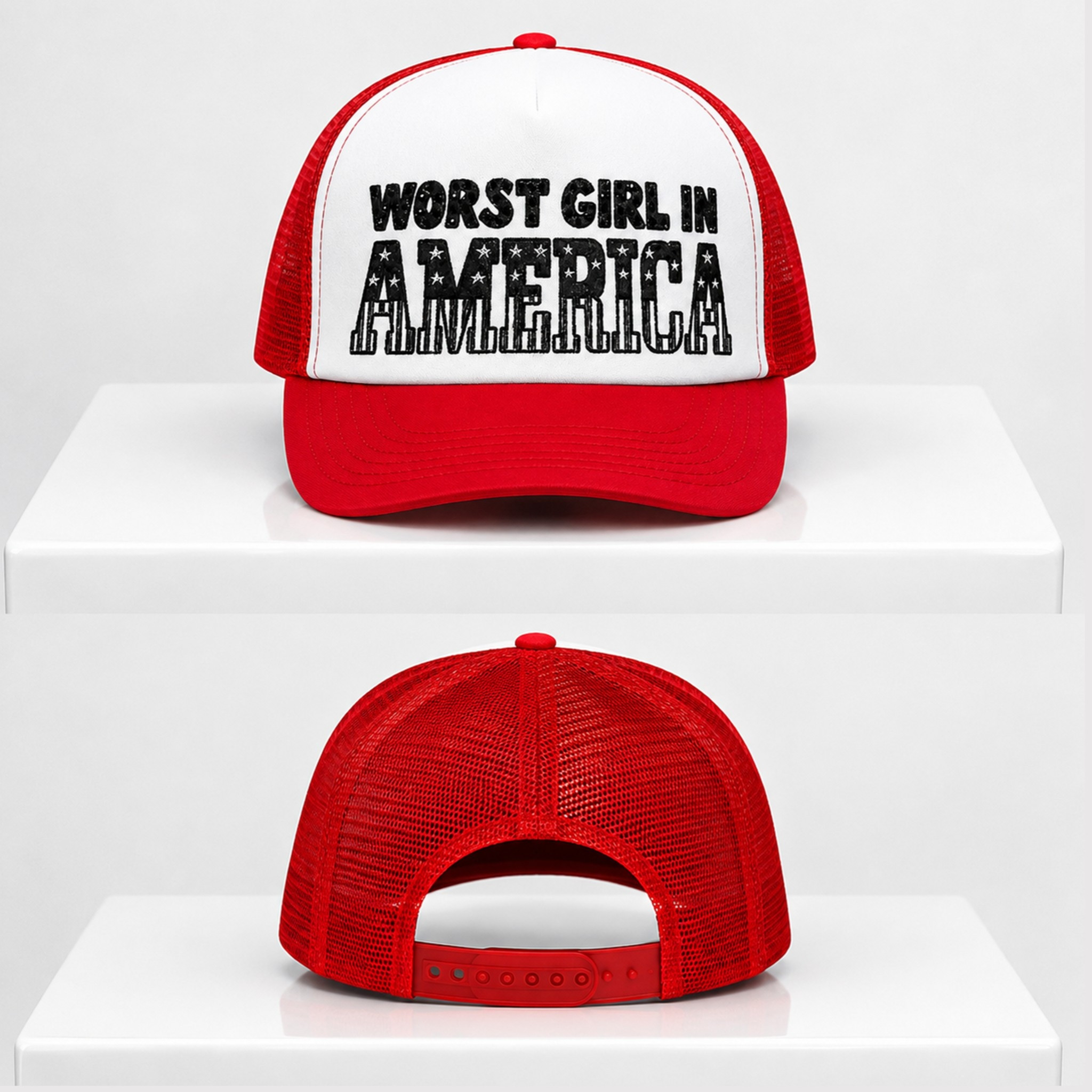 Slayyyter Worst Girl In America Trucker Hat Embroidered Slayyyter Merch Gifts For Music Fans - Kdjoy